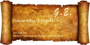 Gavansky Elemér névjegykártya